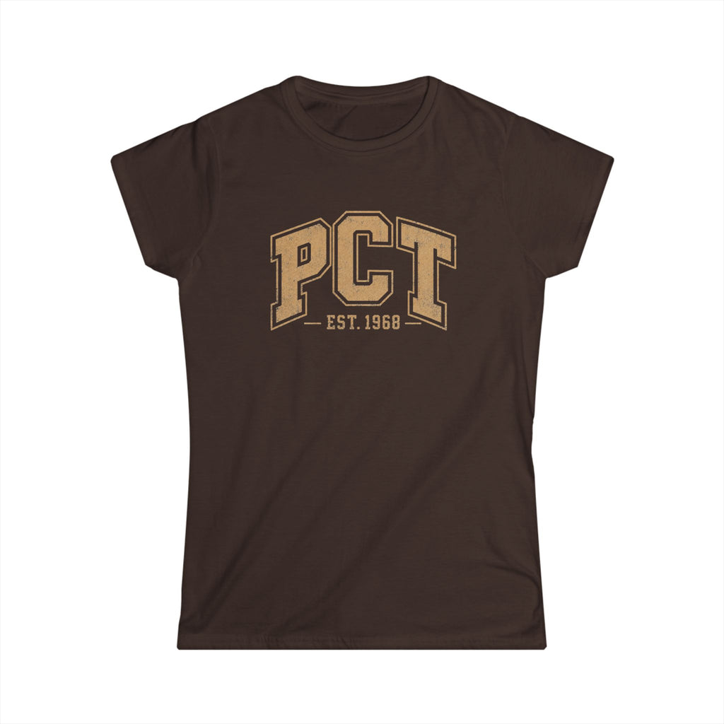 PCT Vintage Collegiate Woman's T-Shirt — 'PCT EST. 1968' Retro College Tee
