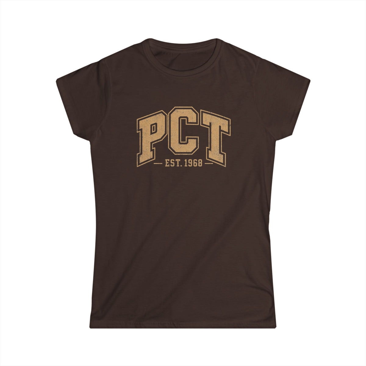 PCT Vintage Collegiate Woman's T-Shirt — 'PCT EST. 1968' Retro College Tee