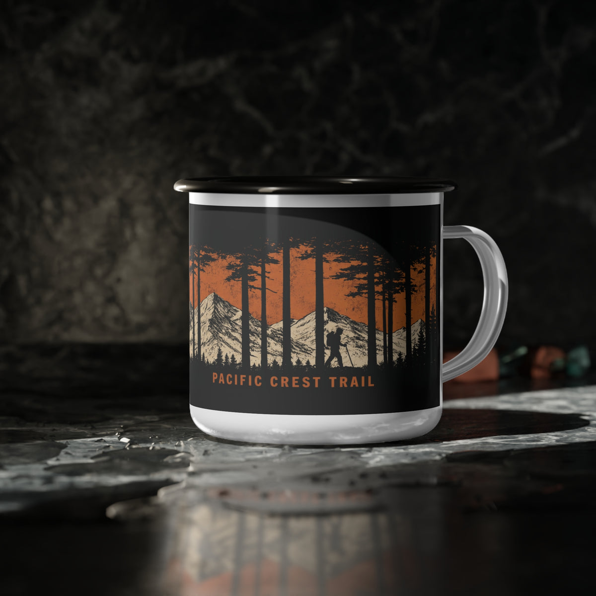 Pacific Crest Trail Enamel Camp Cup — Mountain & Forest Camping Mug