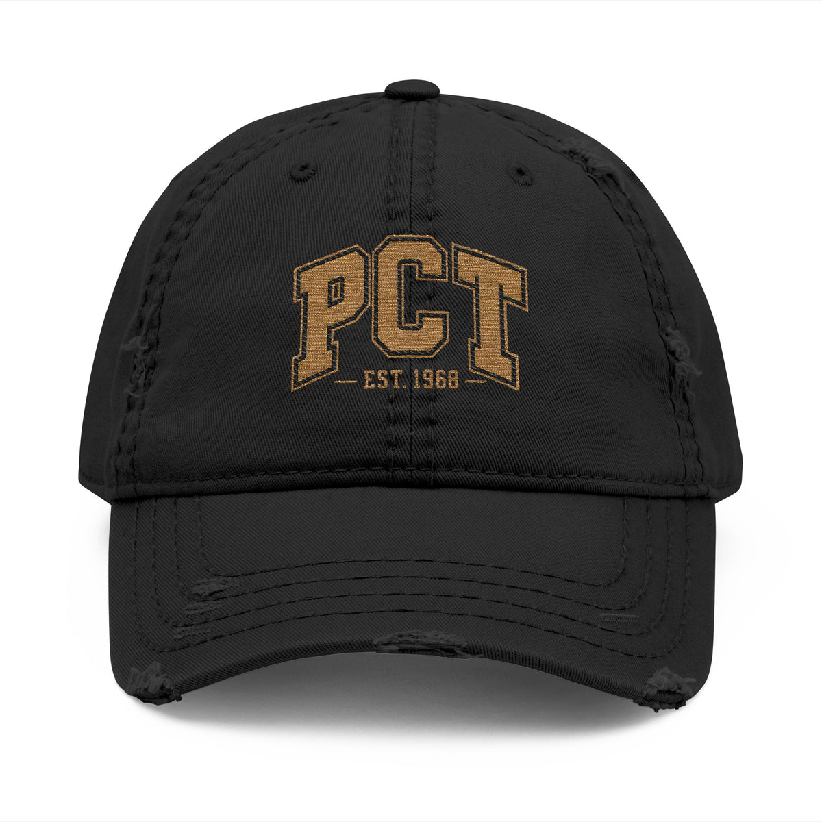 Distressed Embroidered Dad Hat – PCT Logo, Vintage Washed Baseball Cap