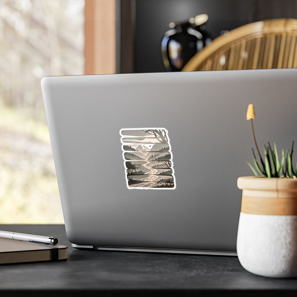Mountain River Vinyl Sticker — Kiss-Cut Scenic Decal