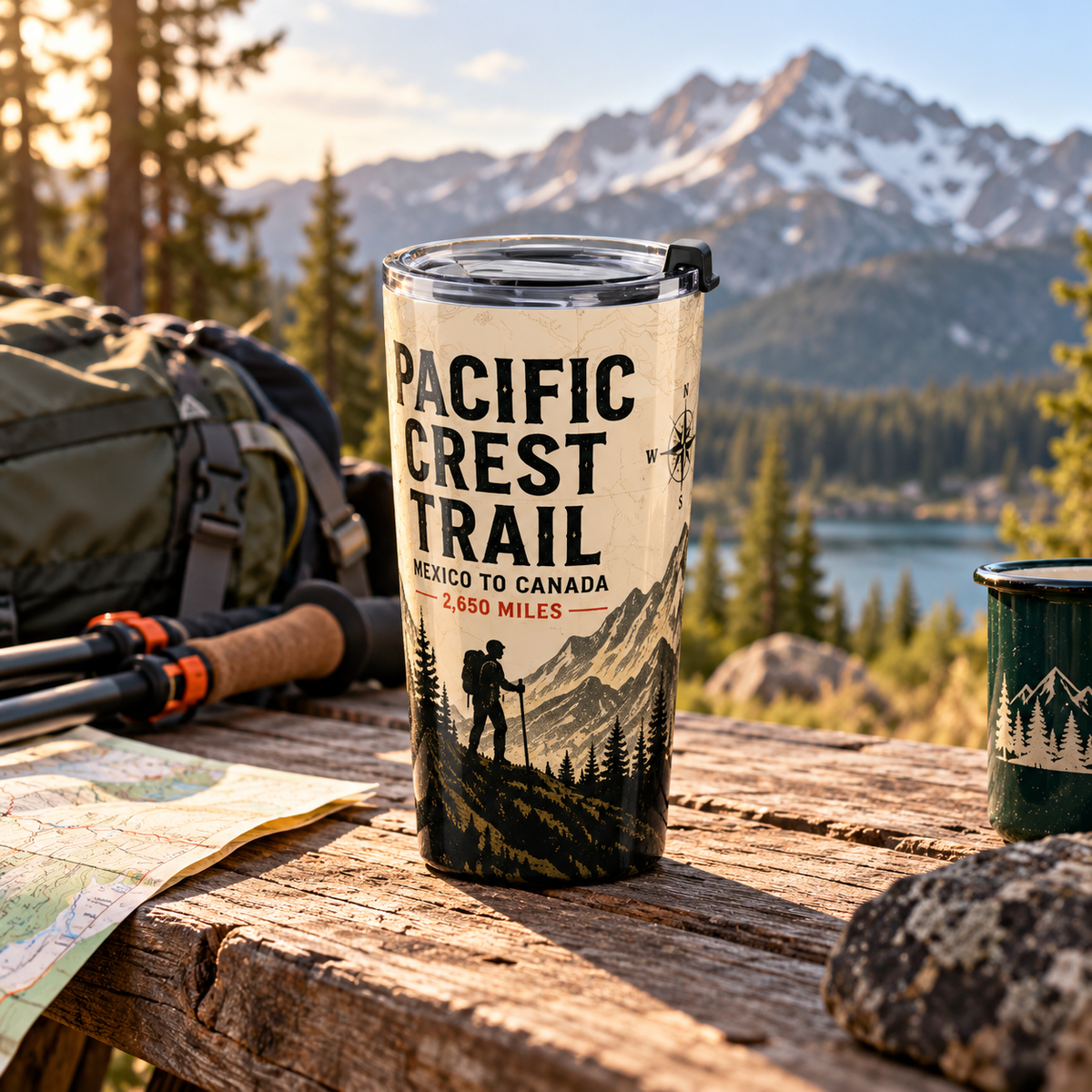 Pacific Crest Trail 20oz Tumbler — Vintage PCT Map Insulated Travel Cup