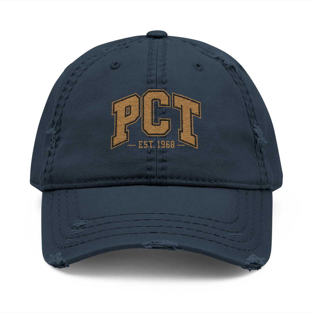 Distressed Embroidered Dad Hat – PCT Logo, Vintage Washed Baseball Cap