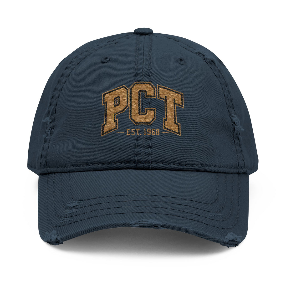 Distressed Embroidered Dad Hat – PCT Logo, Vintage Washed Baseball Cap