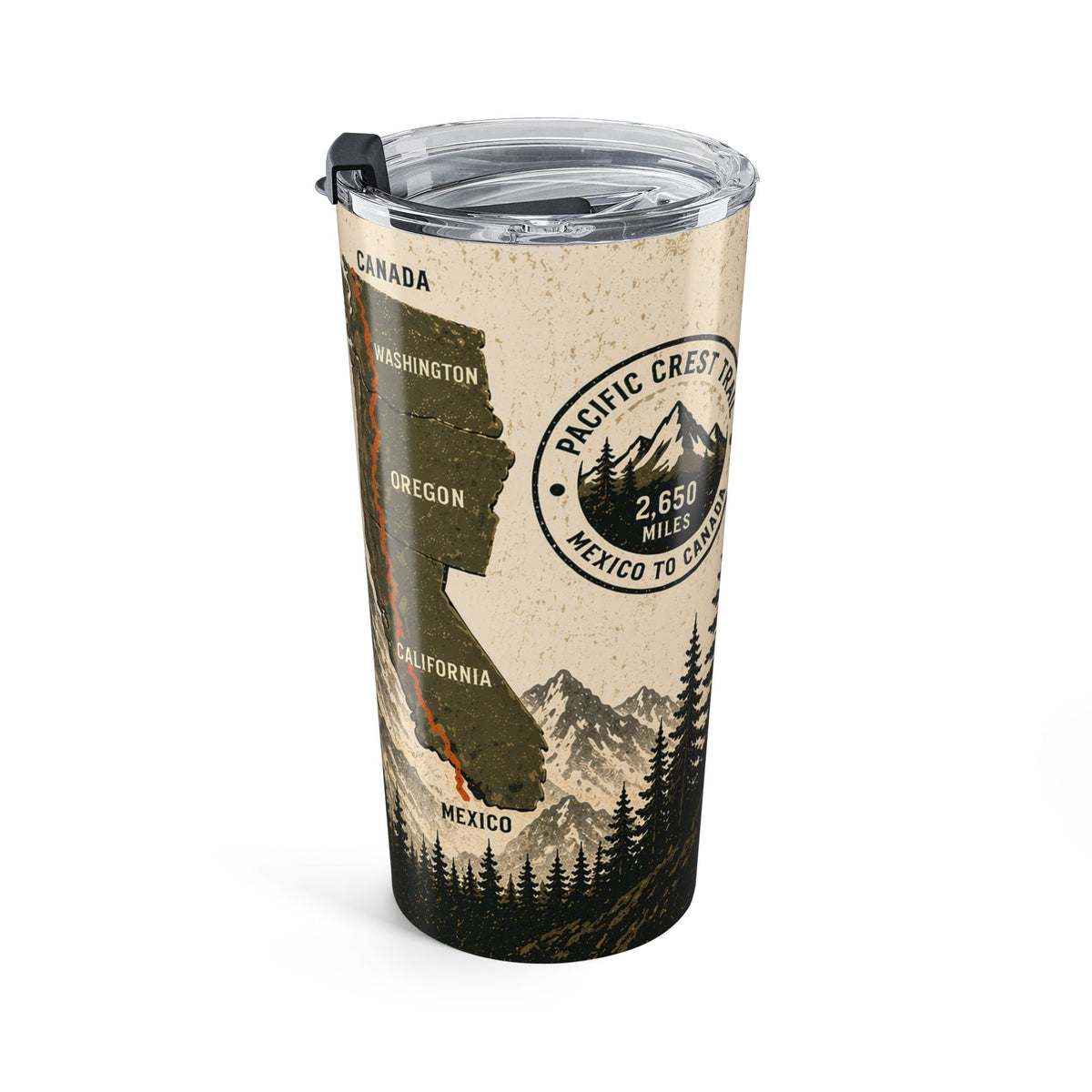 Pacific Crest Trail 20oz Tumbler — Mountain Map Insulated Travel Mug
