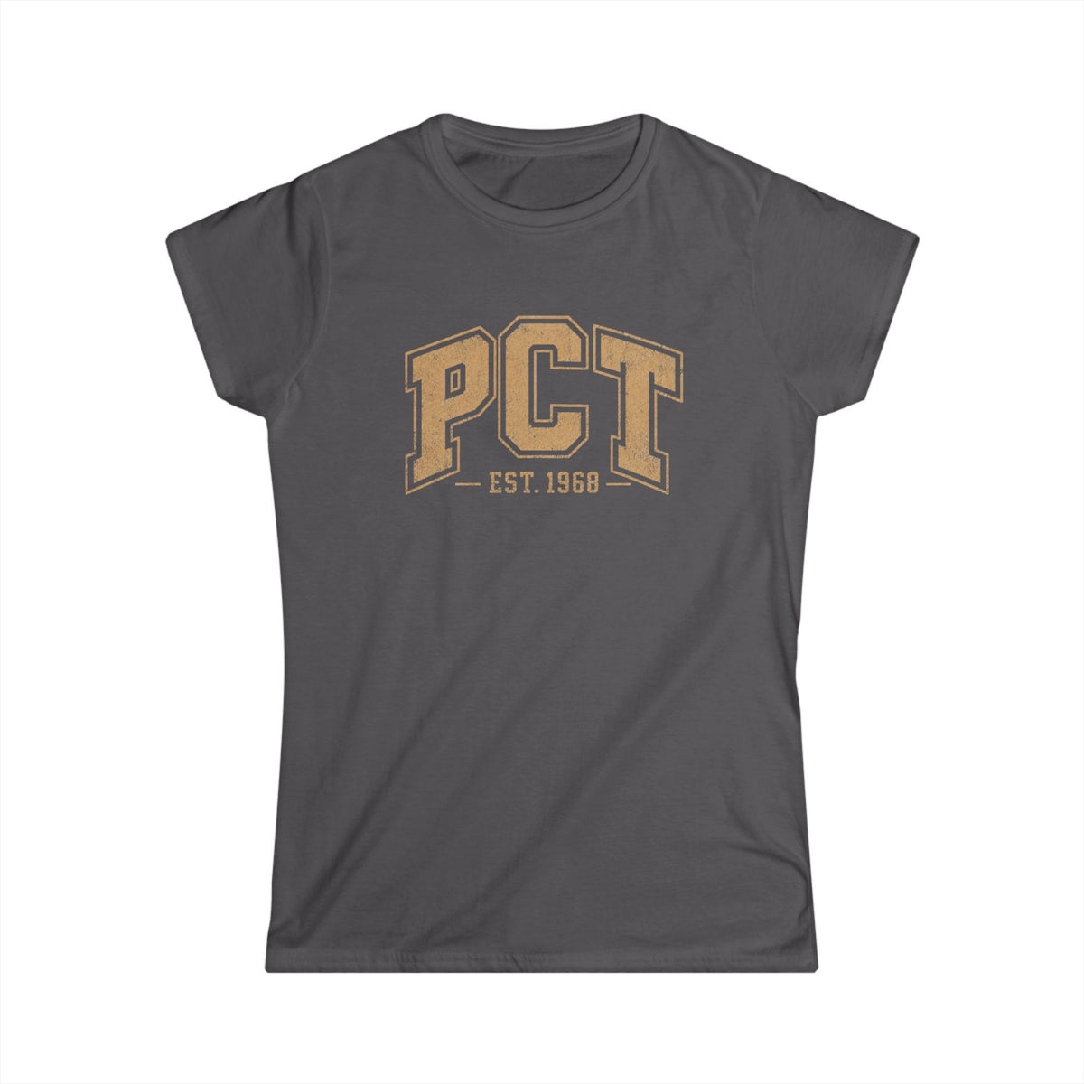 PCT Vintage Collegiate Woman's T-Shirt — 'PCT EST. 1968' Retro College Tee