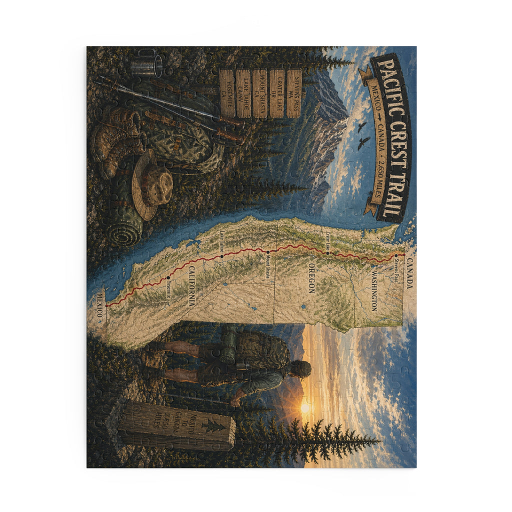 Pacific Crest Trail Map Puzzle — Scenic Hiker Landscape Jigsaw (120/252/500 pcs)