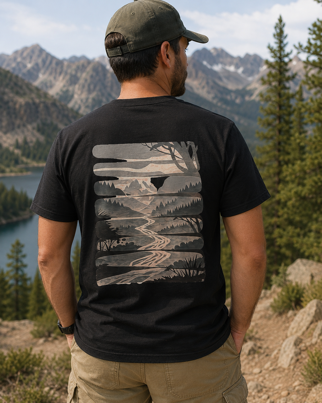 Nature Escape T‑Shirt — Serene River Mountain Landscape Tee
