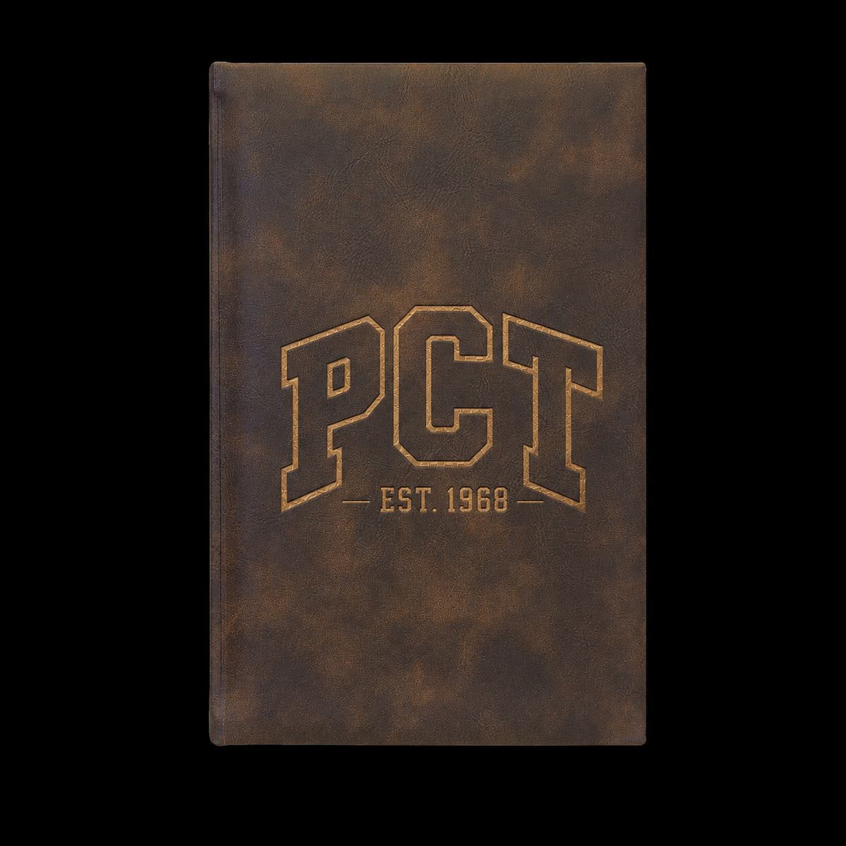 Engraved 'PCT Est. 1968' Vegan Leather Journal — Personalized Hardcover Notebook