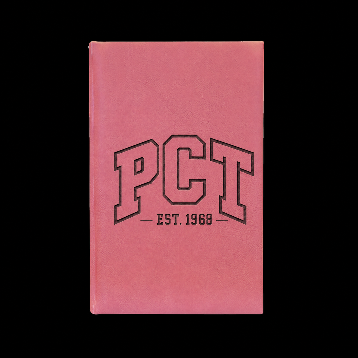 Engraved 'PCT Est. 1968' Vegan Leather Journal — Personalized Hardcover Notebook