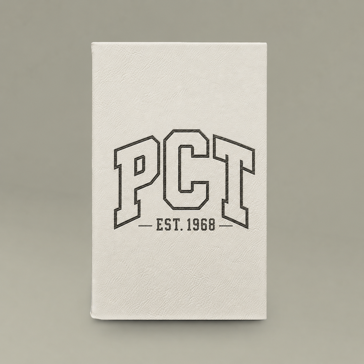 Engraved 'PCT Est. 1968' Vegan Leather Journal — Personalized Hardcover Notebook