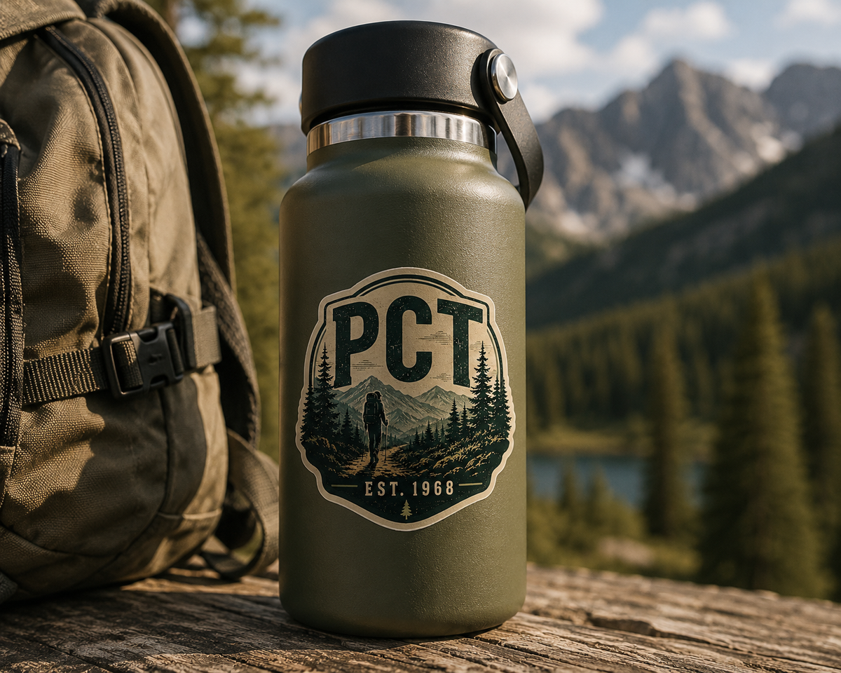 PCT Pacific Crest Trail Sticker | Hiking Badge Decal, Est. 1968