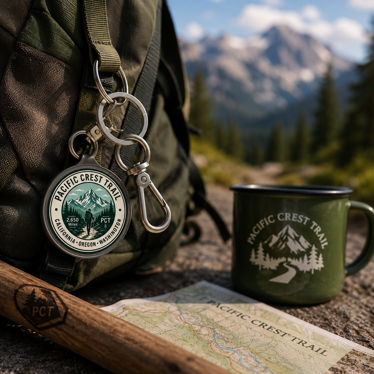 Pacific Crest Trail Keyring Tag — 2,650 Miles Hiker Keychain