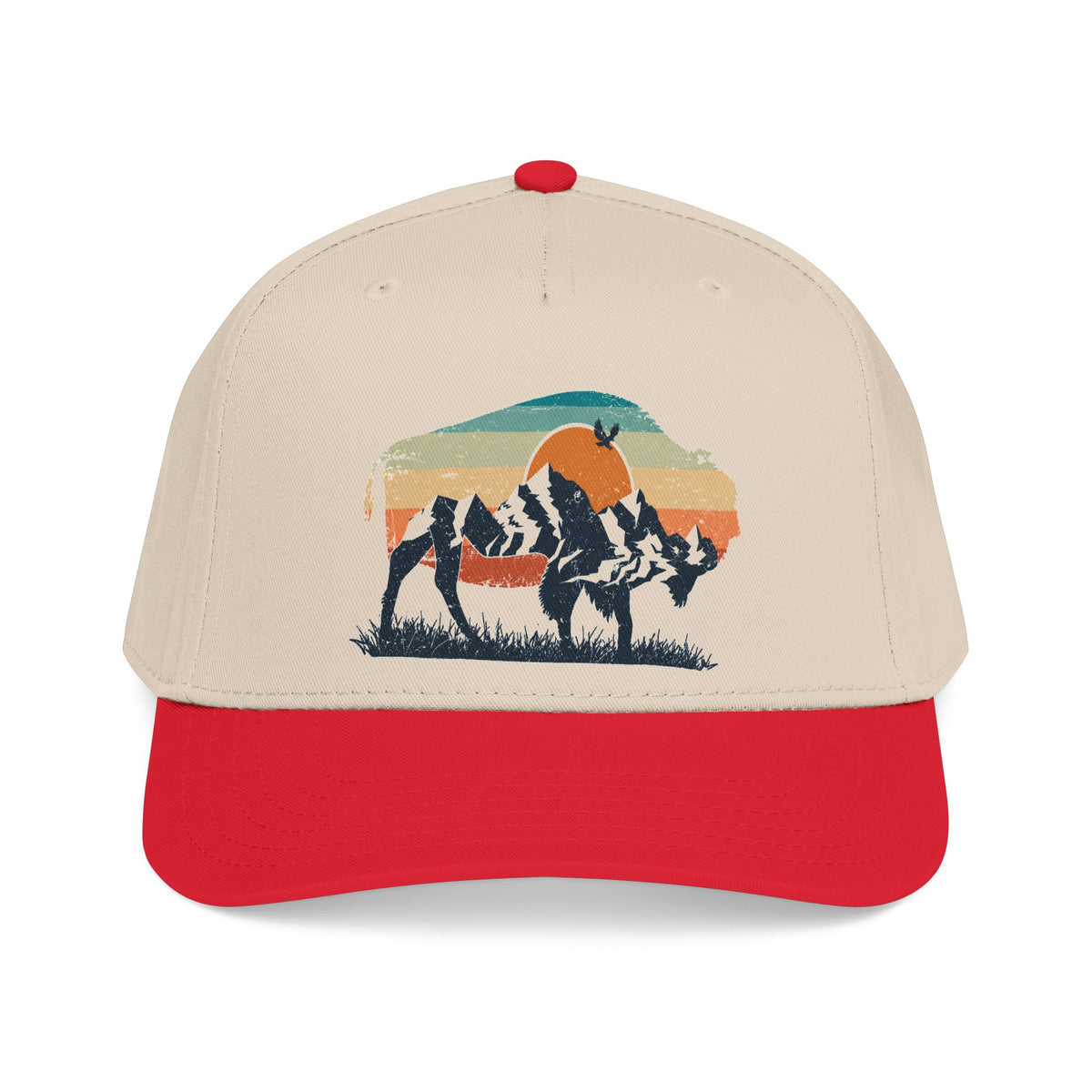 Sunset Silhouette Mid Profile Baseball Cap | Western, Sunset Scene