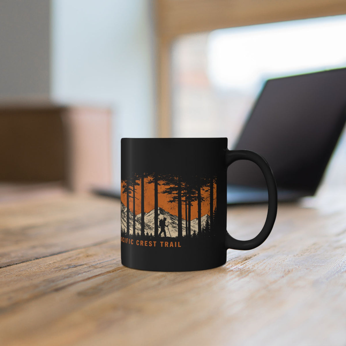 Pacific Crest Trail Mug — Mountain & Forest Black Coffee Cup (11oz/15oz)