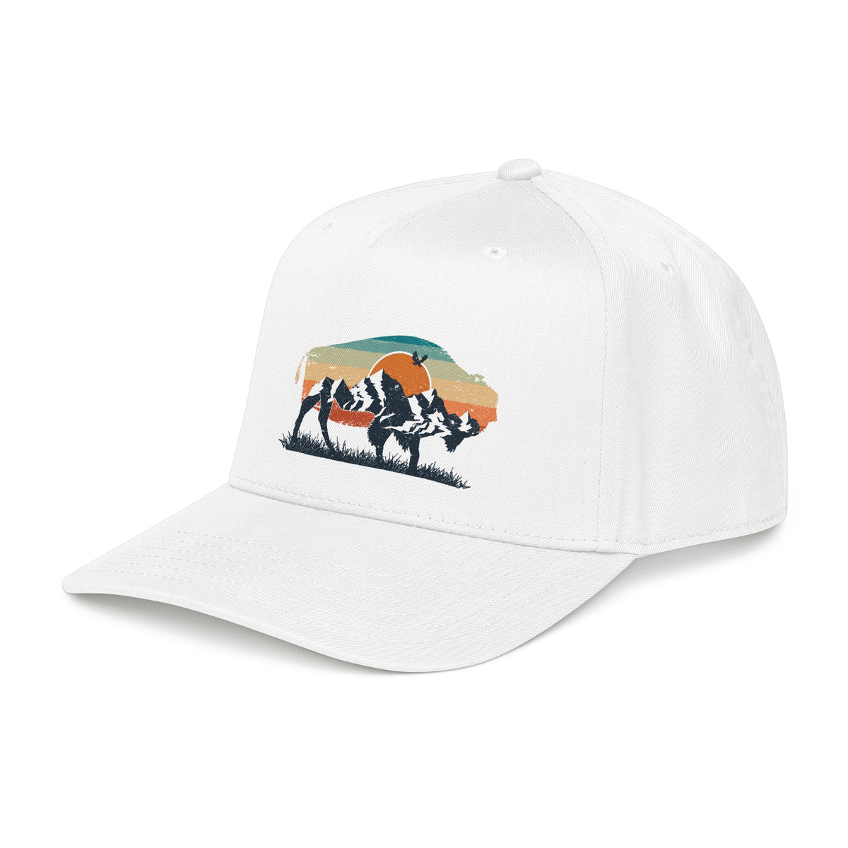 Sunset Silhouette Mid Profile Baseball Cap | Western, Sunset Scene