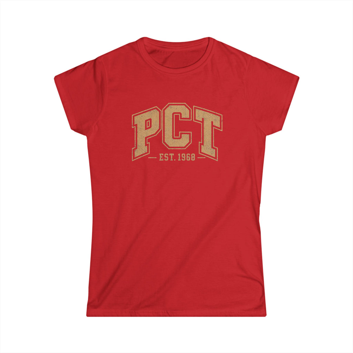 PCT Vintage Collegiate Woman's T-Shirt — 'PCT EST. 1968' Retro College Tee