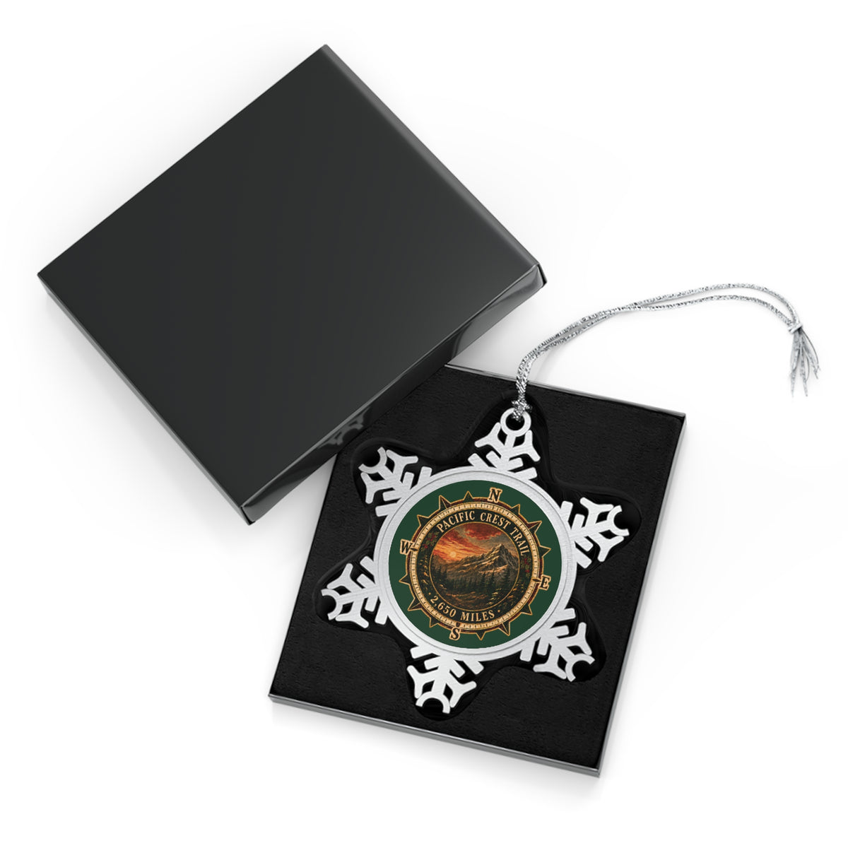 Pacific Crest Trail Badge Ornament | Pewter Snowflake Hiking Keepsake