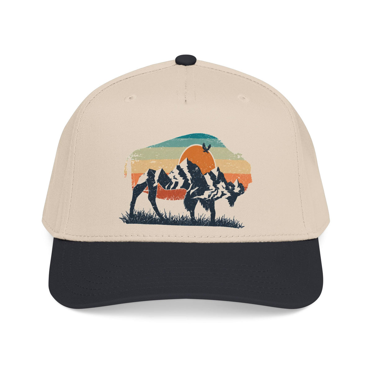 Sunset Silhouette Mid Profile Baseball Cap | Western, Sunset Scene