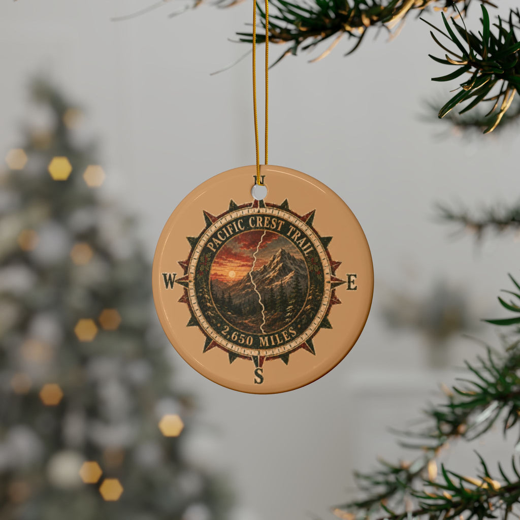 Pacific Crest Trail Ceramic Ornament — 2,650 Miles Compass Holiday Ornament