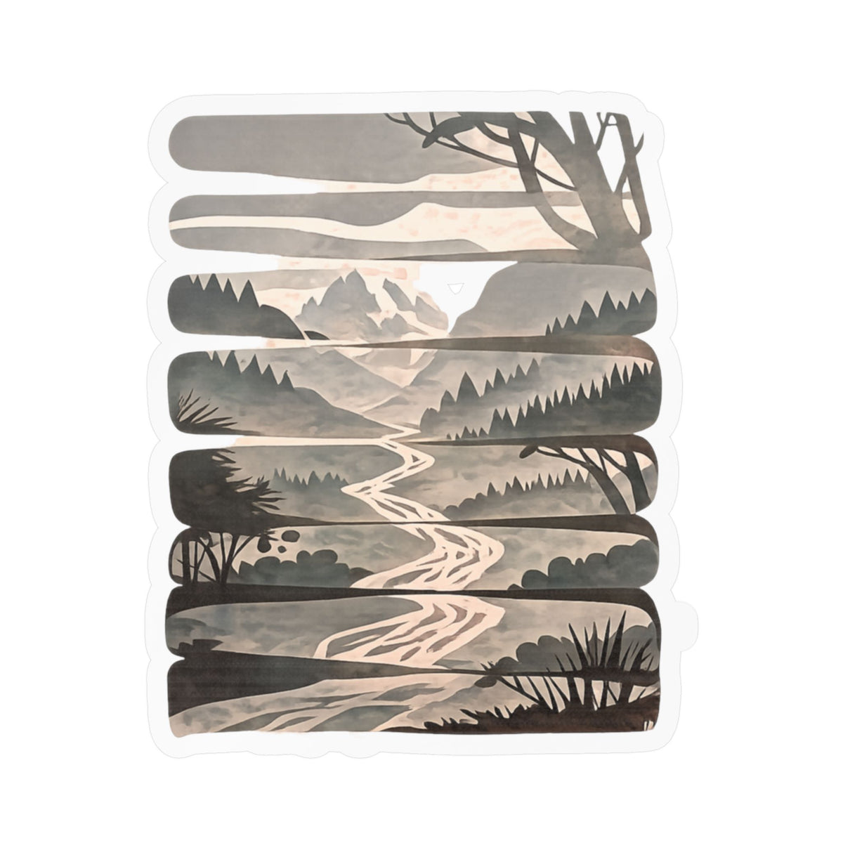 Mountain River Vinyl Sticker — Kiss-Cut Scenic Decal