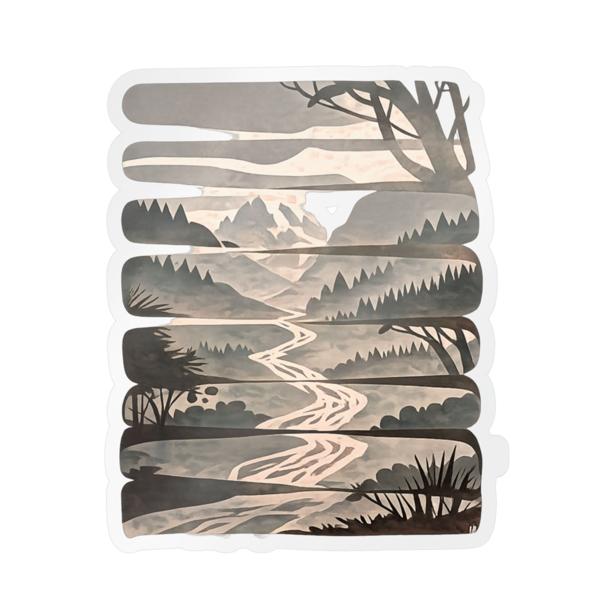 Mountain River Vinyl Sticker — Kiss-Cut Scenic Decal