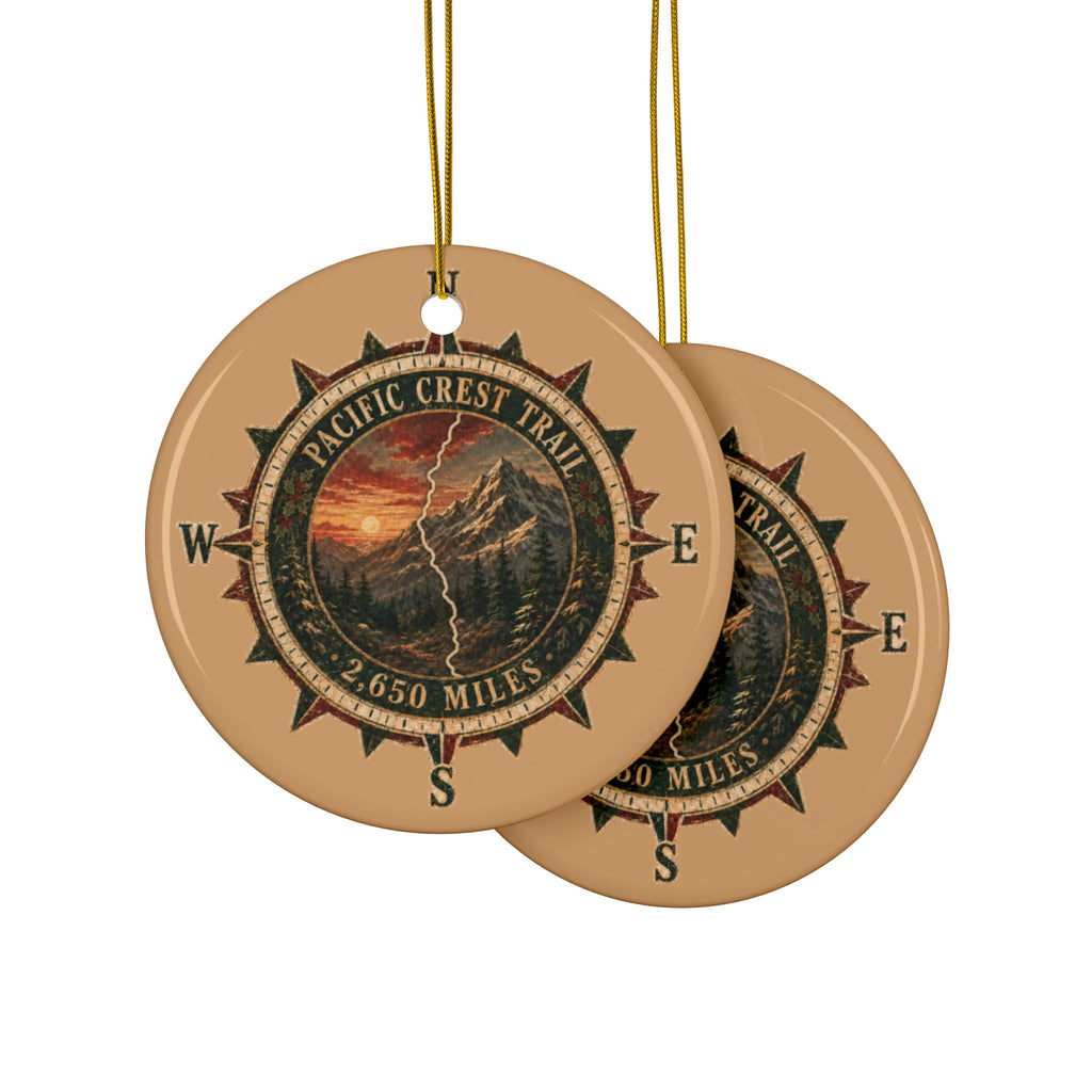Pacific Crest Trail Ceramic Ornament — 2,650 Miles Compass Holiday Ornament