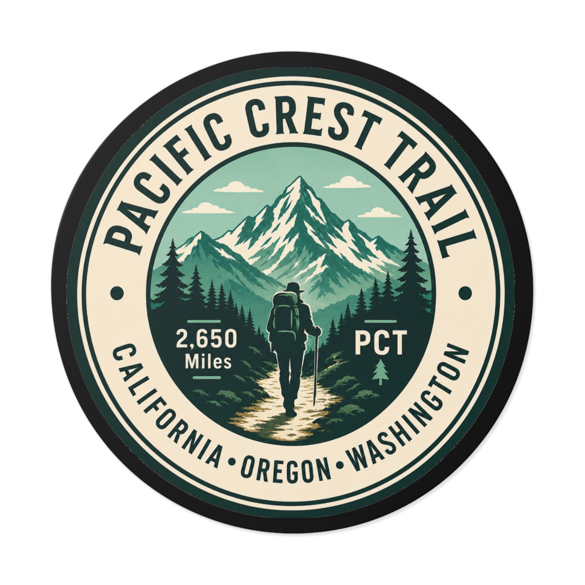 Pacific Crest Trail Vinyl Sticker — PCT Hiker Emblem (2,650 Miles)