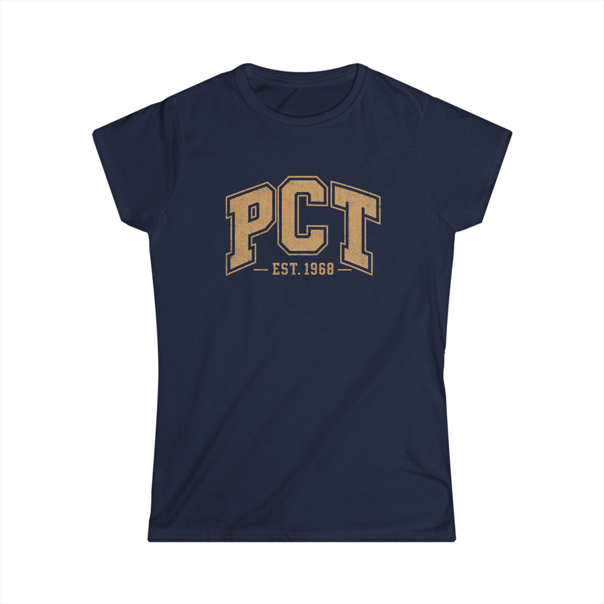 PCT Vintage Collegiate Woman's T-Shirt — 'PCT EST. 1968' Retro College Tee