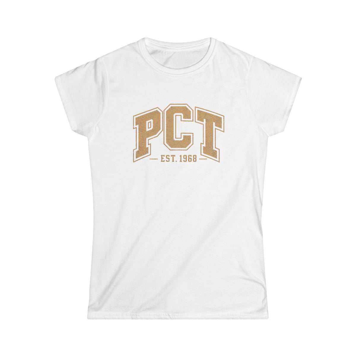 PCT Vintage Collegiate Woman's T-Shirt — 'PCT EST. 1968' Retro College Tee