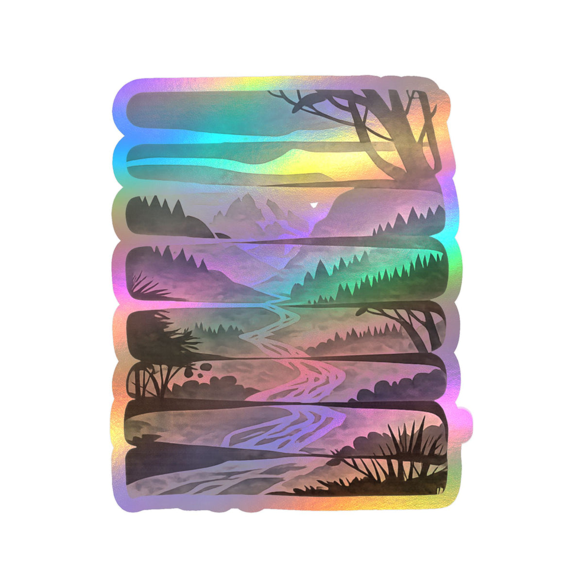 Mountain River Vinyl Sticker — Kiss-Cut Scenic Decal