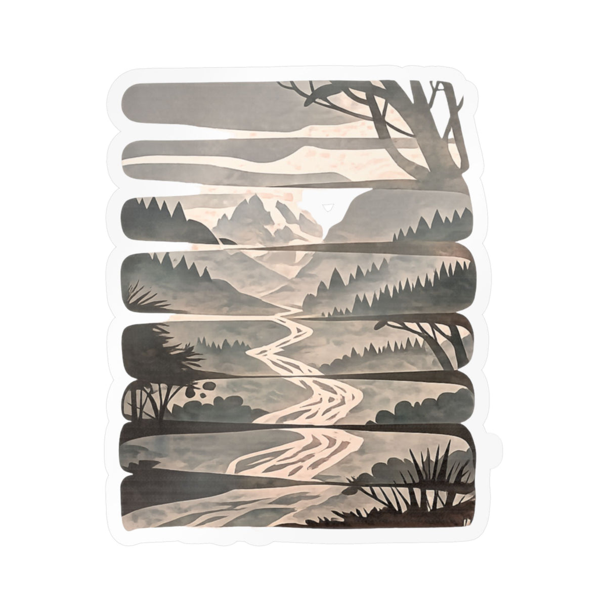 Mountain River Vinyl Sticker — Kiss-Cut Scenic Decal