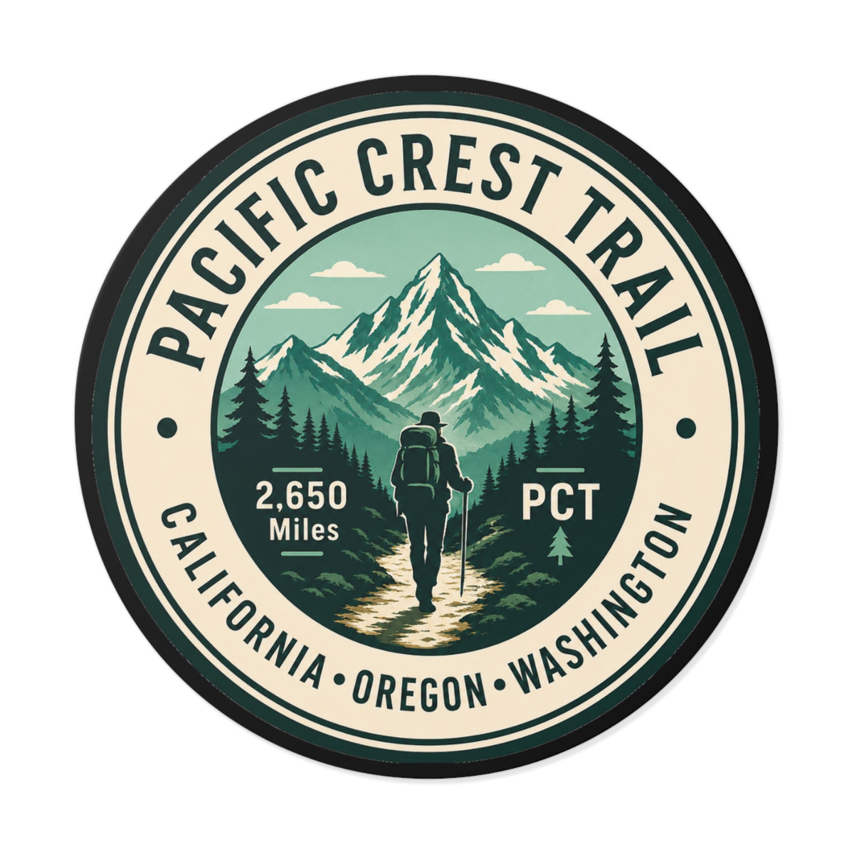 Pacific Crest Trail Vinyl Sticker — PCT Hiker Emblem (2,650 Miles)