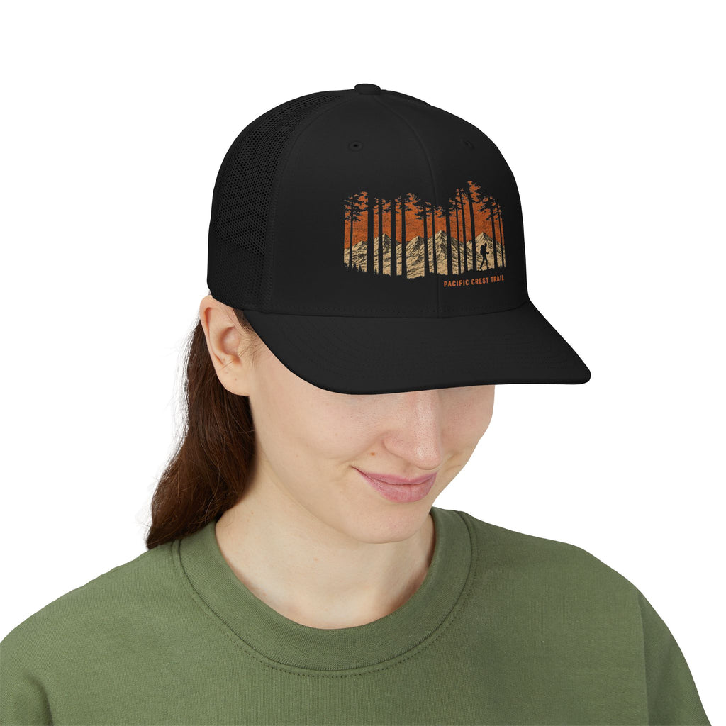 Pacific Crest Trail Trucker Hat — Hiker Sunset Snapback
