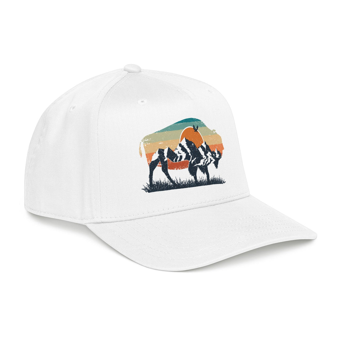 Sunset Silhouette Mid Profile Baseball Cap | Western, Sunset Scene