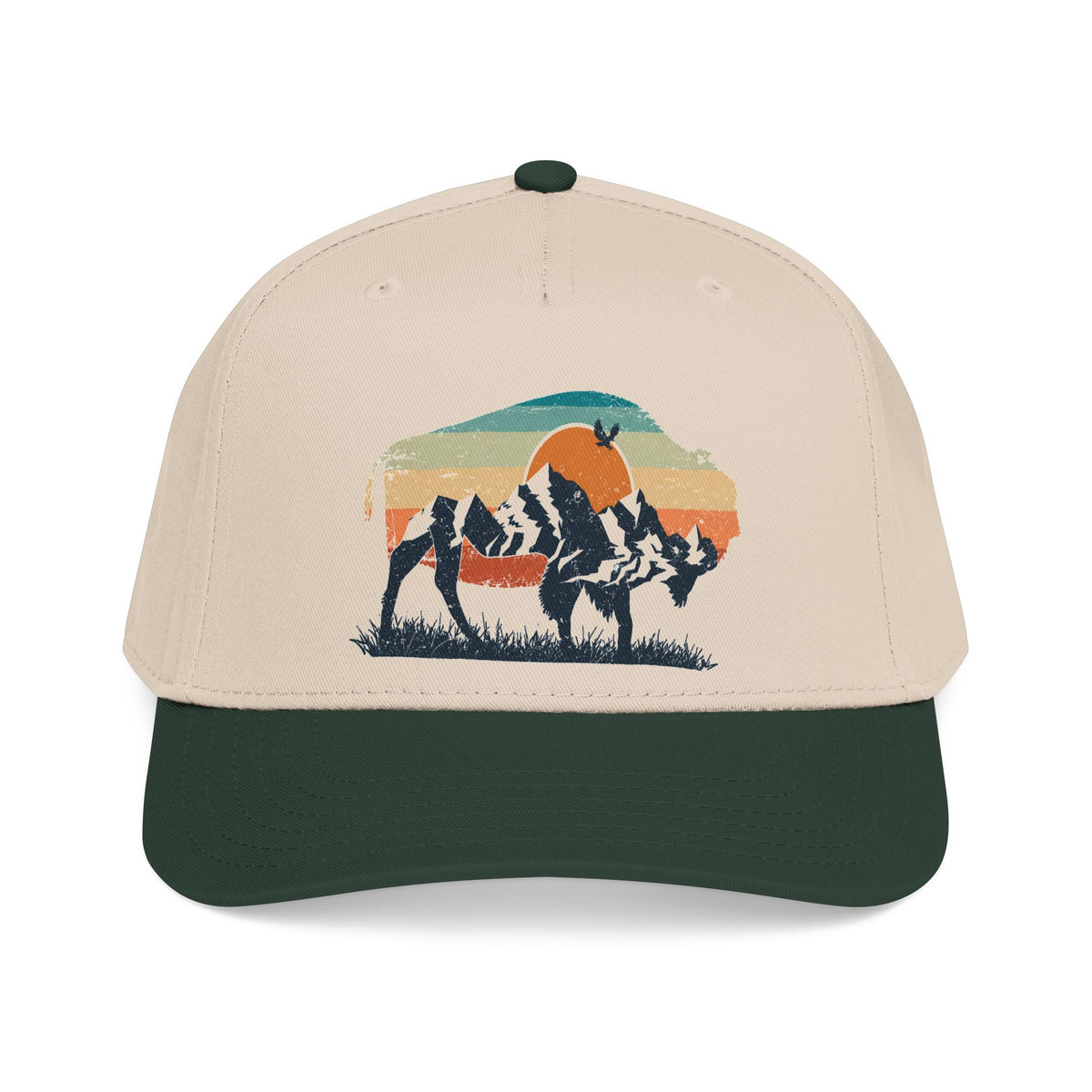 Sunset Silhouette Mid Profile Baseball Cap | Western, Sunset Scene