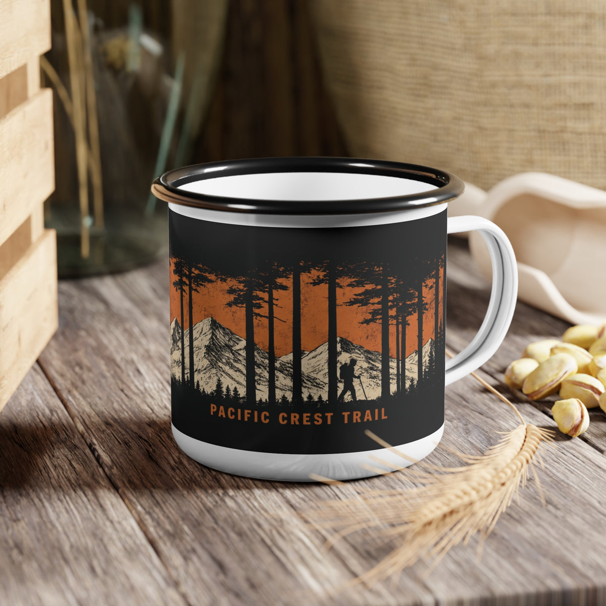 Pacific Crest Trail Enamel Camp Cup — Mountain & Forest Camping Mug