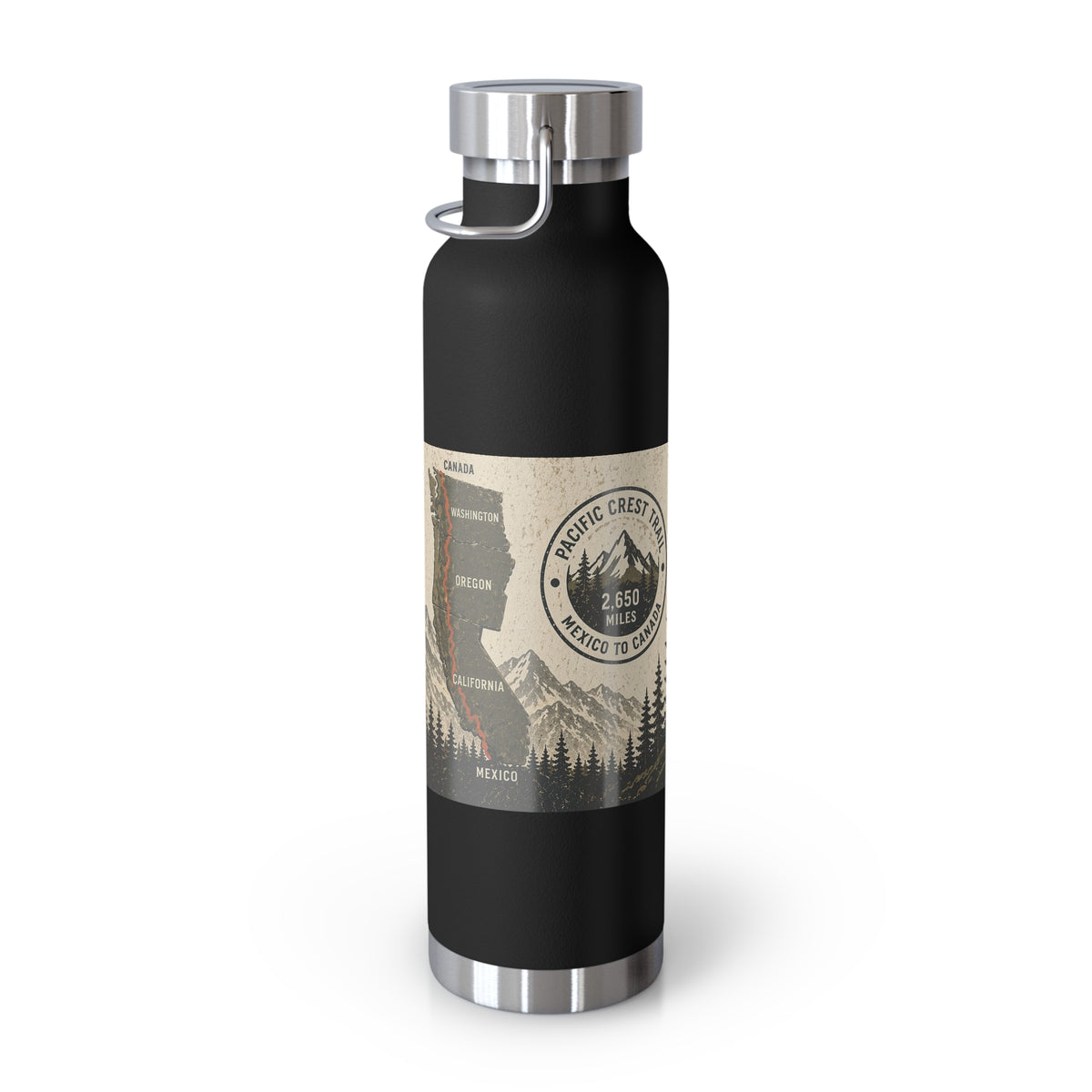 Pacific Crest Trail 22oz Vacuum Insulated Bottle — Copper Lined Adventure Water Bottle