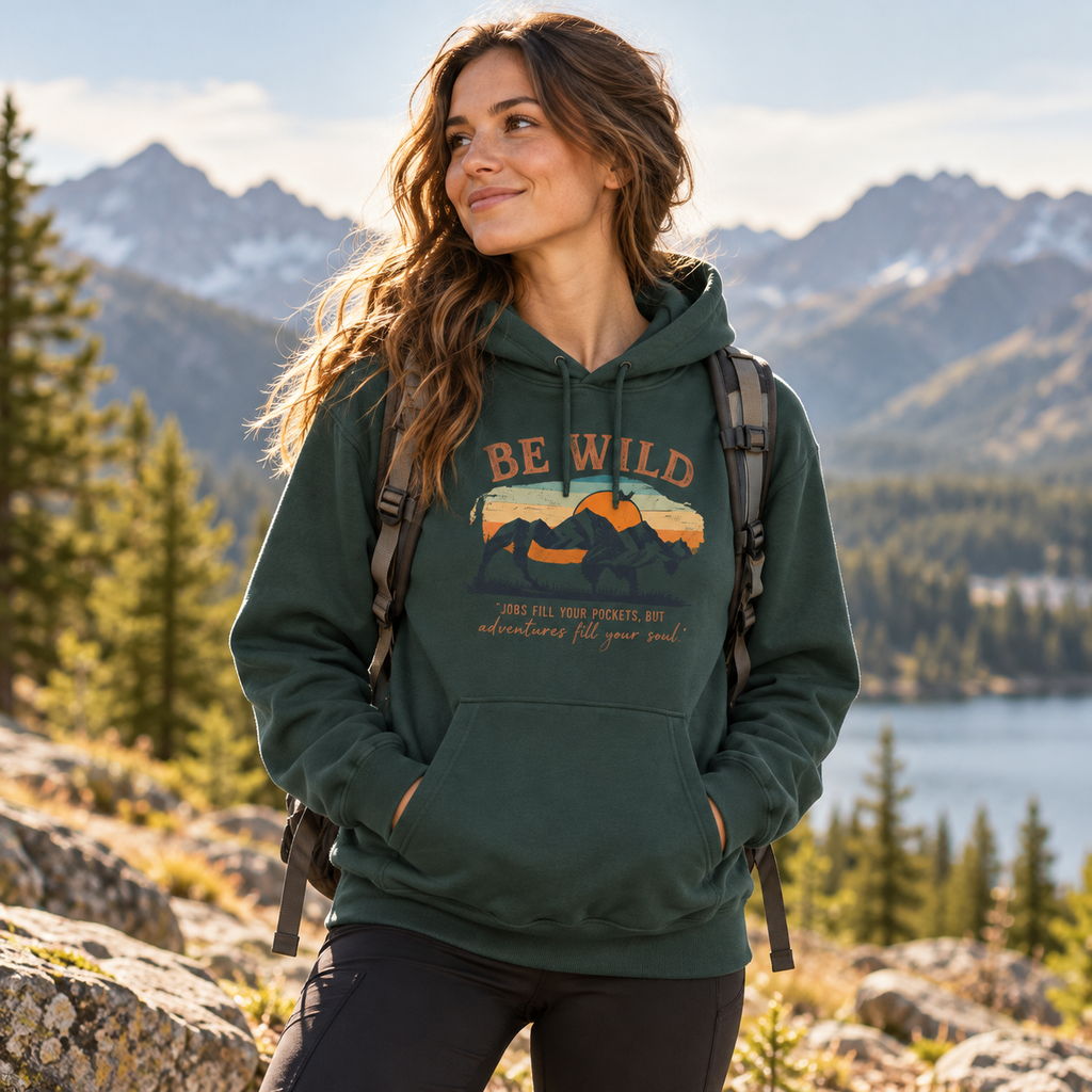 Be Wild Vintage Hoodie – Outdoor Adventure Pullover Hoodie