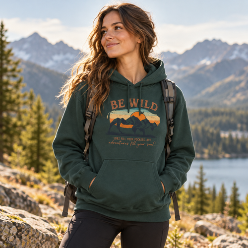 Be Wild Vintage Hoodie – Outdoor Adventure Pullover Hoodie