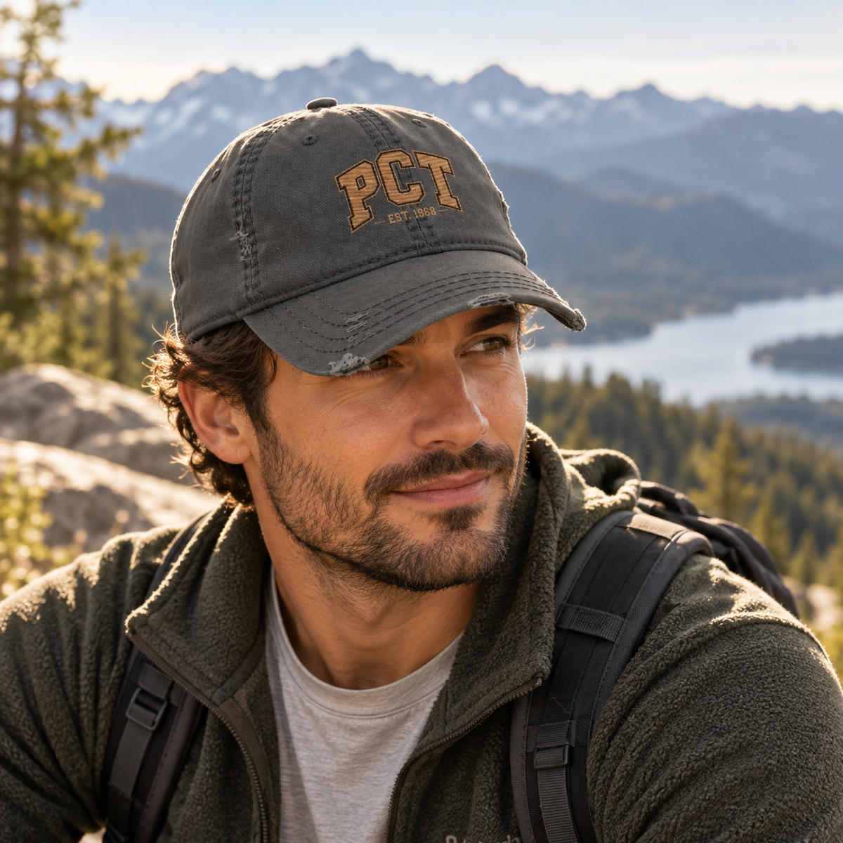 PCT Est. 1968 Distressed Dad Hat — Vintage Washed Trail Cap