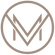 A minimalist logo featuring a stylized double 'M' monogram inside a thin circular border, rendered in a warm taupe-brown color on a solid white background.